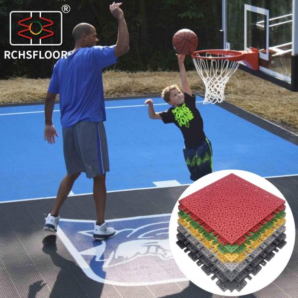 Interlocking Basketball Court Tiles 340x340mm Polypropylene Sports Flooring