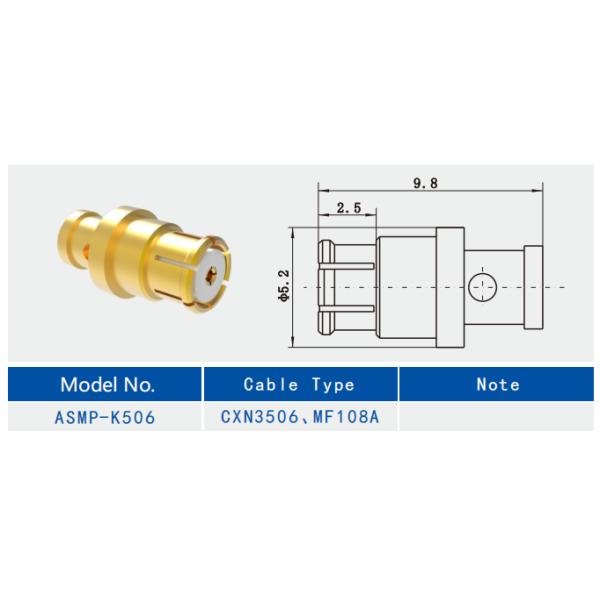 Золотопокрытый медный женский ASMP RF Jack для кабеля CXN3506/MF108A