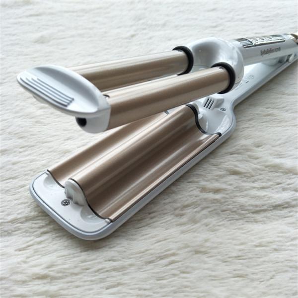 Plug LCD Ceramic Hair Curling Wand Europe Style With 3 Heating Tubes