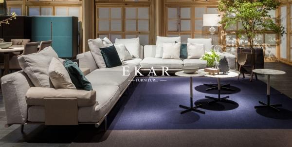 High End Modern Home Furniture Sectional L Shaped Fabric Couch Living Room Sofa