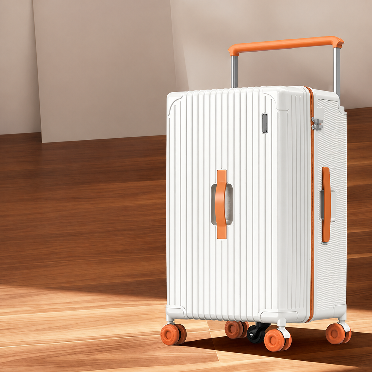 Large Capacity PC Hard Shell Suitcase with Wide Handle, Cup Holder, Side Hook and 360 Degree Spinner Wheels Wholesale