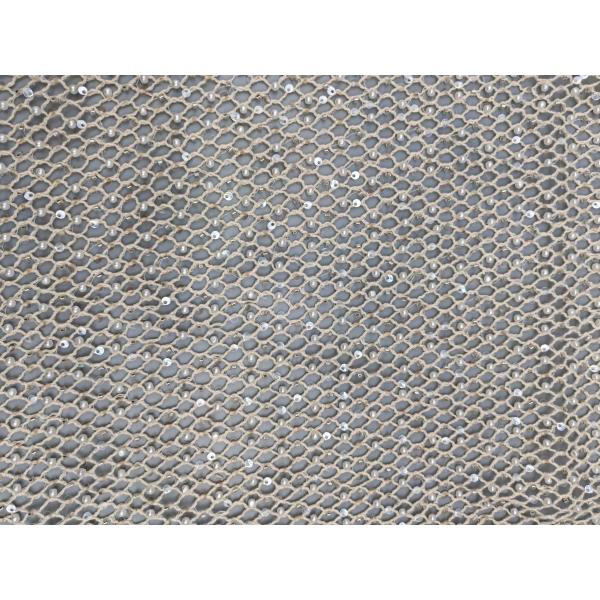 Mesh Pearl Beaded Embroiderey Fabric for Elegant Breathe Dinner Gowns