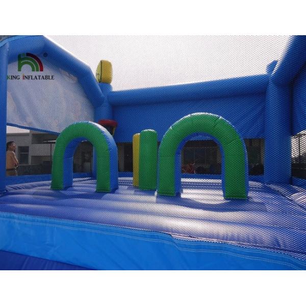 Голубой реалистический университет чудовищ печатая раздувной скача замок с сводом