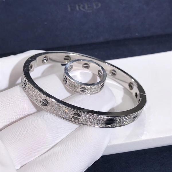 Factory Custom Fine Jewelry 18k White Ogold LOVE Bracelet, Diamond-Paved, Ceramic Bracelet