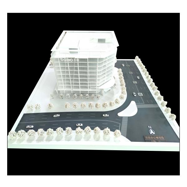 Office Building Models Architectural 1:150 With Glass Facade And Urban Streetscape