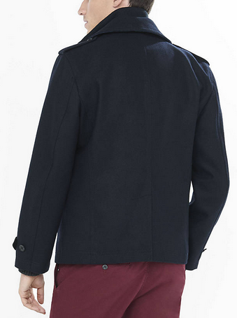 Shoulder Epaulettes Mens Flight Jacket Blank Double Collar Casual Peacoat