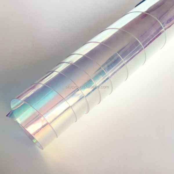 Transparent Rainbow Dichroic Iridescent PVC Film Plastic Sheet for Custom Size Raincoat and Decoration