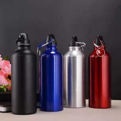 750mL Water Bottles With Carabiner Portable Aluminum Water Bottle Leakproof Water Jug For Hiking Travel Outdoor Sports Gym Fitness