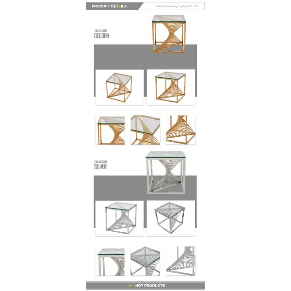 12mm Glass Stainless Steel Side Tables 49x49x51cm Golden Frame