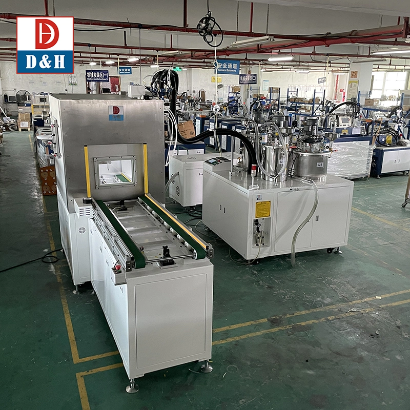 Máquina de distribuição de cola para distribuição de resinas epoxi e de endurecedores sob câmara de vácuo