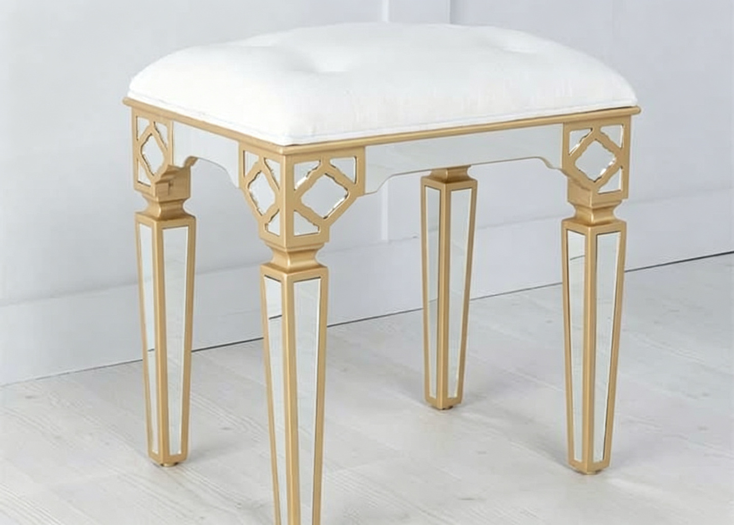 45X35X45CM Silver Mirror MDF Stool Footstool for General Use