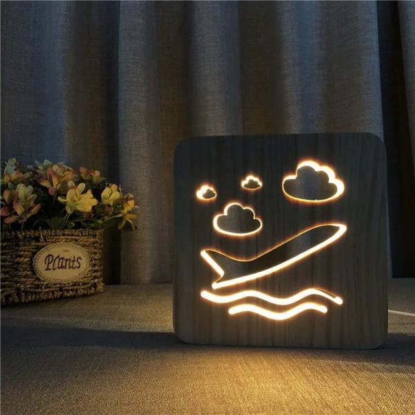 Wooden Carving Night Light For Bedroom Decoration, Valentine's Day for Women Girls Boys Kids