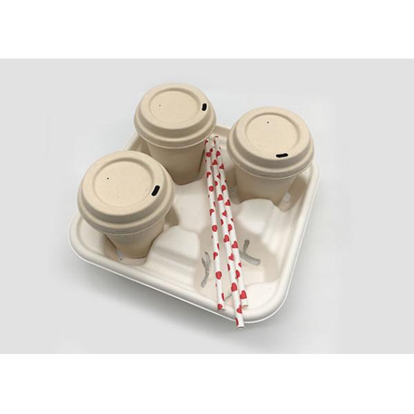 Degradable Leakproof 4 Hole 215x215x47.3mm Paper Cup Holders