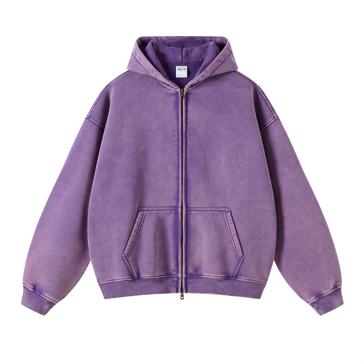 Men’s Vintage Washed Zip-Up Hoodie Oversized Fleece Lined Winter Casual Sweatshirt
