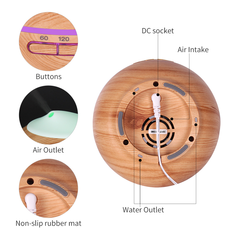 Shenzhen Factory Ultrasonic Essential Oil 200ml Wood Grain Aroma Diffuser