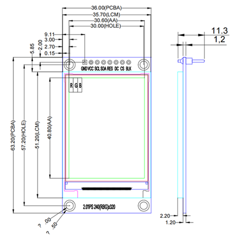 2.0-inch ST7789 driver for serial port screen with 240x320 TFT LCD display panel,segment lcd display,segment lcd