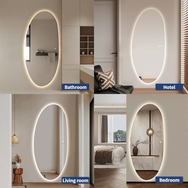 Minimalist Frameless Commercial Mirrors Irregular LED Mirror For Hotel Bathroom Bedroom Dressing Room