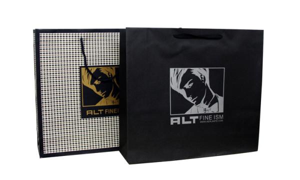 Alt 200g Recycle Paper Carrier Bag With Ribbon Handle, Personalized Logo For Shopping
