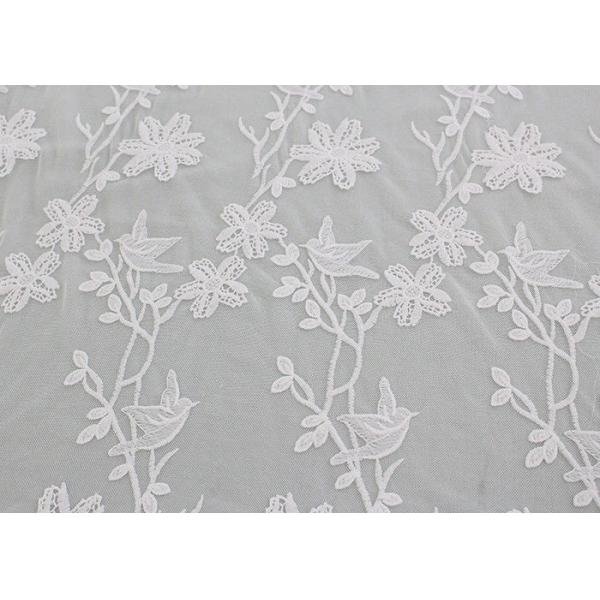 Дизайн шнурка ткани шнурка птицы флористической вышитый сеткой умирая изготовленный на заказ для платья выпускного вечера