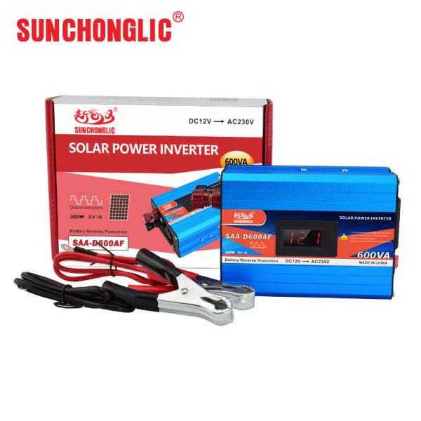 600VA 12V to 220V Modified Sine Wave Power Inverter with USB Charging for Solar Applications
