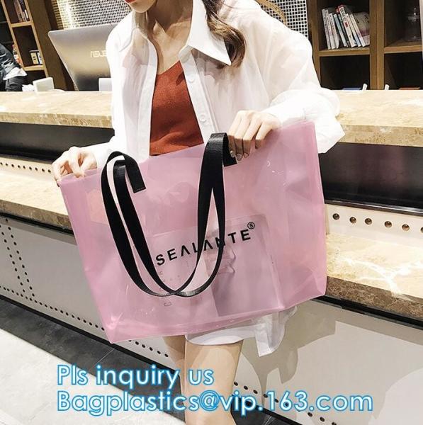 Promotional PVC Clear Beach Towel Bags, PVC reusable beach bag, Sand Bags Cosmetic Bag Handbag, Handle bag/pvc handle ba