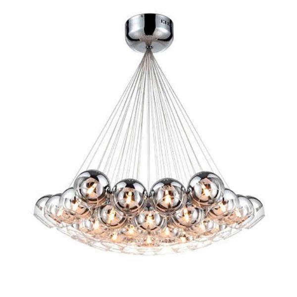 Modern Chrome Glass Balls LED Pendant Chandelier Light For Living Dining Study Room