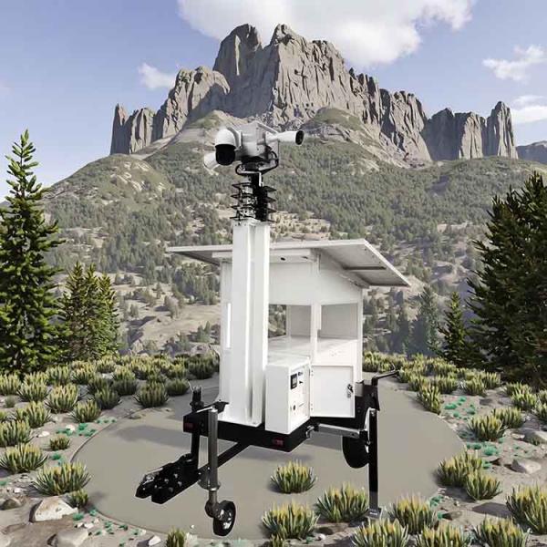 Remote Monitoring Portable Solar Powered Surveillance 4G 5G Camera Trailer For Road Construction Monitoring
