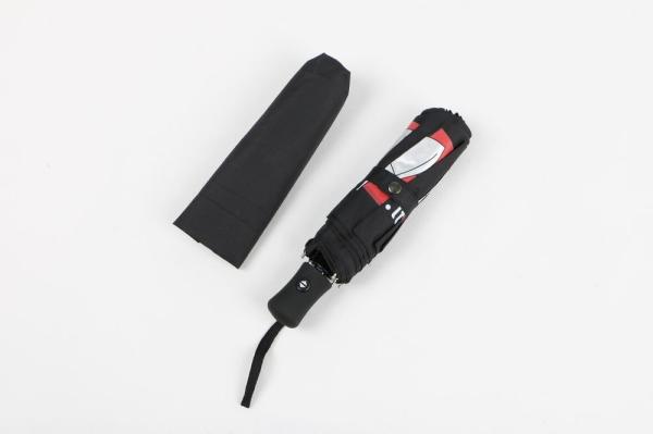 Black Automatic Open Close Umbrella Silk Screen Print Black Coating Durable