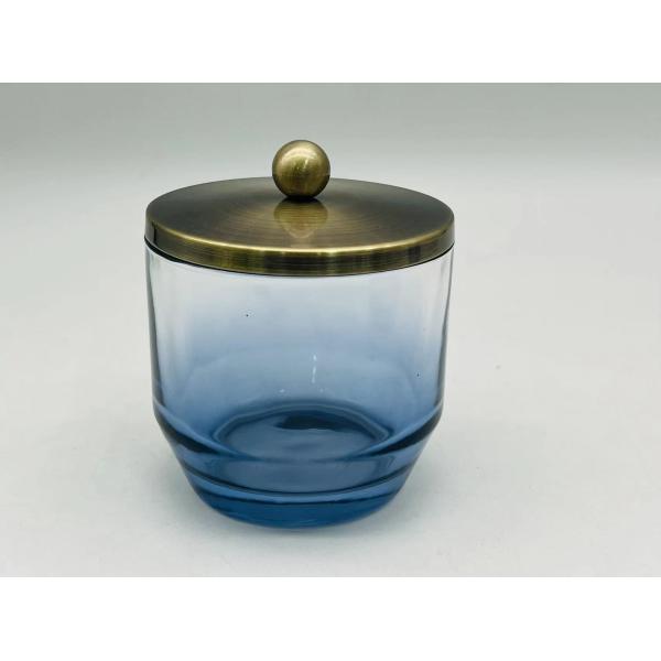 Blue Glass Bathroom Accessories Round Shape With Bubble Effect Hand Wash Dispenser Soap Dish For Bathroom