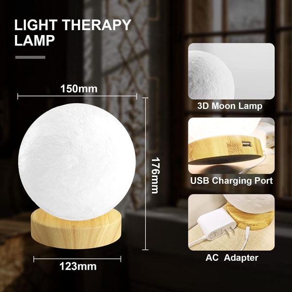 24 Watt Moon Sad Lamp Bedroom Moon Light Therapy Lamp Dimmable