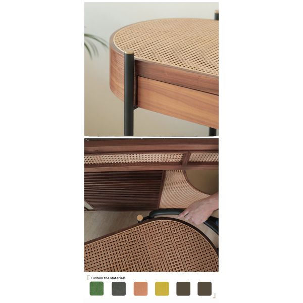 MOYI  Quality Wooden and Iron Trolley With Wheels 2 Tiers Carts Hotel and Restaurant Serving Rattan Trolley
