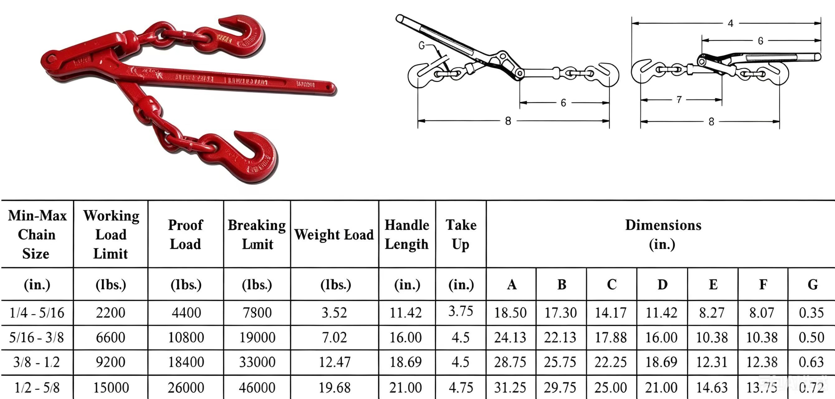 Lever Type Load Binder Chains Drop Forged Lashing Chain With Grab Hook G70 G80