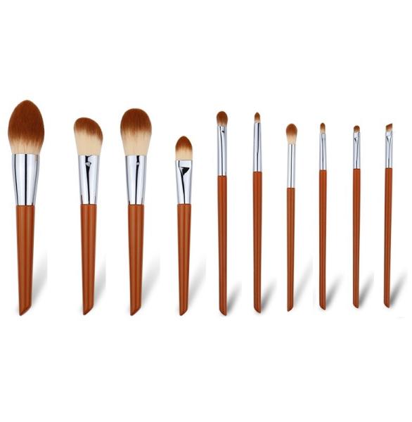 Dark Orange Aluminum Ferrule Cosmetic Makeup Brush Fluffy Soft Synthetic Bristles