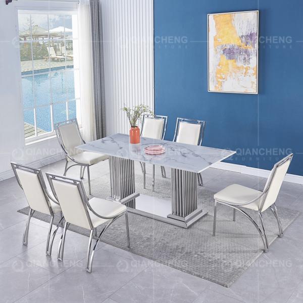 1.2mm 201 SS Dining Tables Tempered Glass Modern Room Furniture