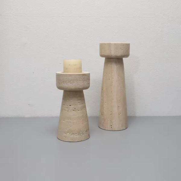 Decoração do lar Art Candle Holder Candelabra Stone Candlestick Stand Aromaterapia Holder