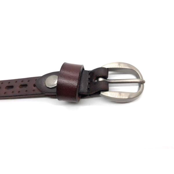 1.5cm Width Brown Leather Belt For Girls With Pin Buckle Breathable
