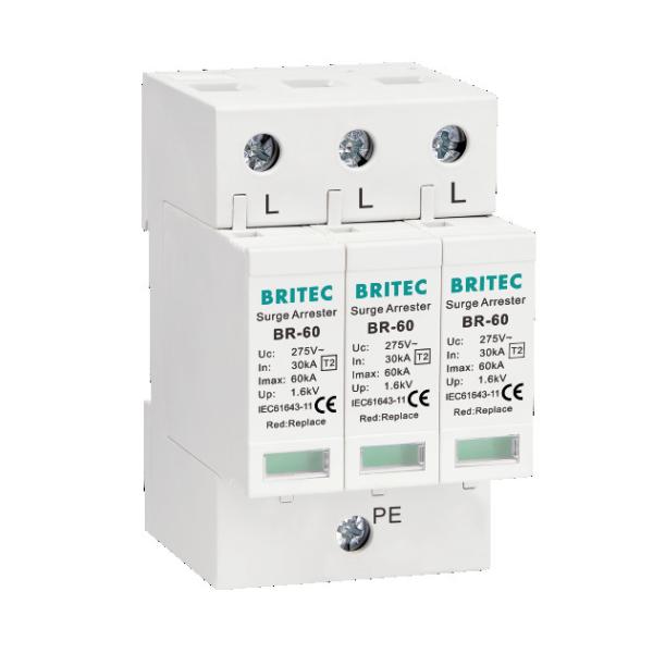 BR-60 3P Surge Protection Device Lightning Arrester Spd Type2 Surge Protective Device Suppliers