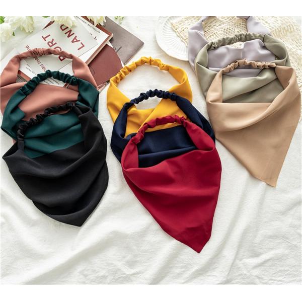 Solid color chiffon triangle scarf custom hair bands women's simple elastic headscarf all match headwear