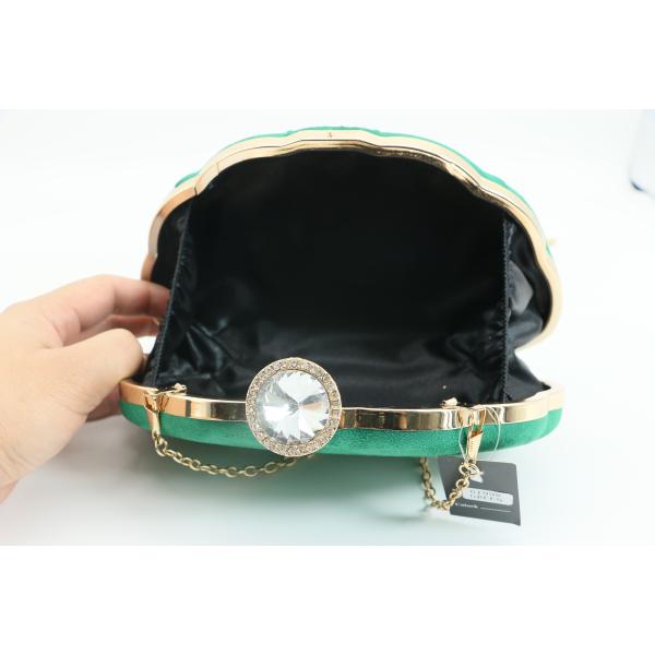 Fashion Green Evening Handbag , Dinner Clutch Bag Diamond Inlaid 21cm×14.5cm