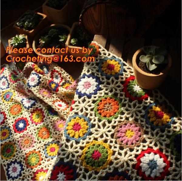 Nordic Hand-woven crochet hook Daisy striped blanket, Cashmere knitted blanket, sofa blank