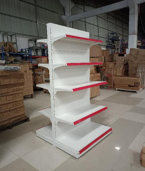 White Gondola Supermarket Shelf Rack 80-120kg Weight Capacity