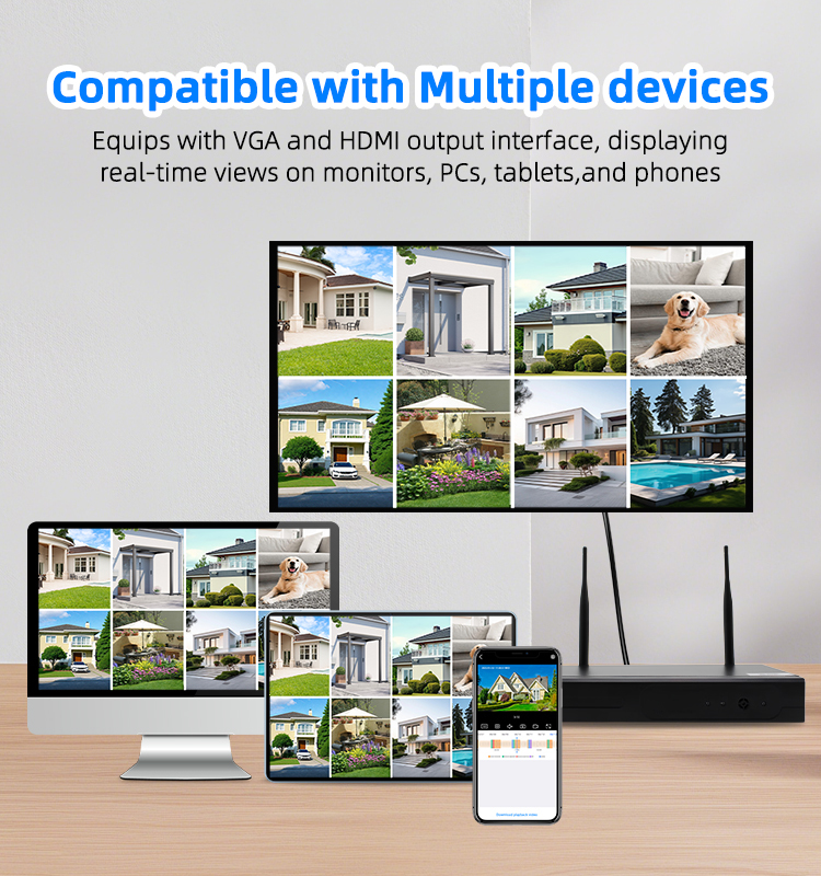 8‑Channel WiFi PTZ Security Camera NVR Kit, Outdoor Indoor Home Business Surveillance, Auto‑Tracking Human Detection Two‑Way Audio Full Color Night Vision Wireless Camera System