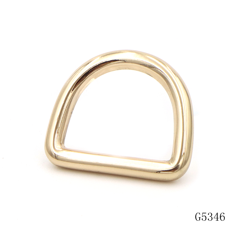 Gold Plating Smooth Edge Bag Hardware Buckle 24mm Webbing Metal D Ring Buckle for Bag Strap