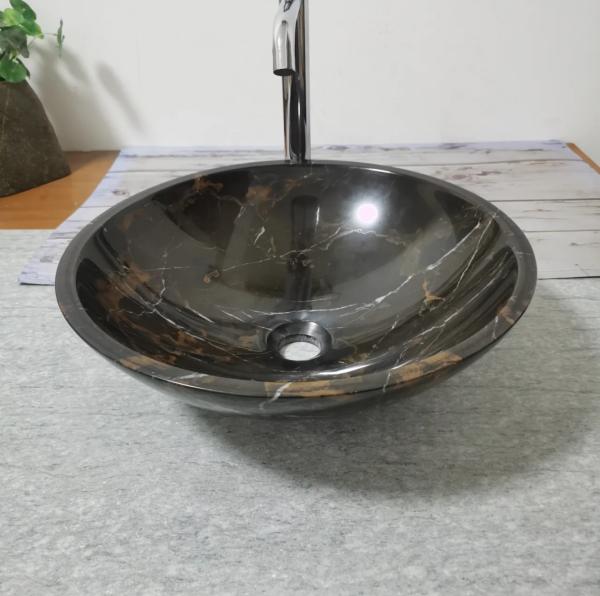 Luxury Portoro Marble Vanity Basin - Handcrafted Artistry with Gold Veins for Elegant Bathrooms