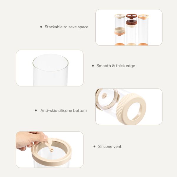 IKOO High Borosilicate Glass Canister with Tempered Glass Lid - 450ml to 2000ml