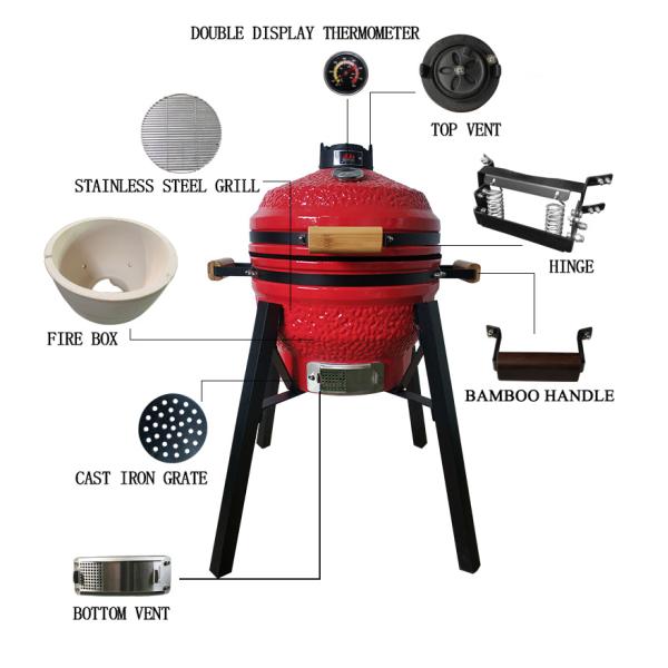 16 Inch Kamado Temperature Large 46 Cm Fire Fan Komado Ceramic Accessories Big Kamado Grill