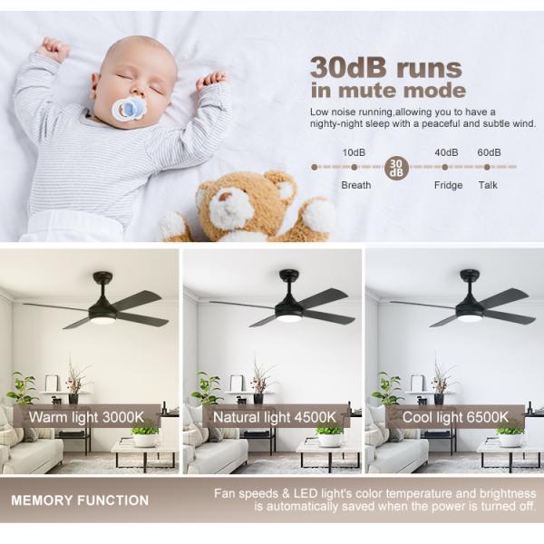 Black Finish ODM Tamanho 3 Cor LED Dimmable Ventilador de teto com 110-240V / 50Hz-60Hz de entrada