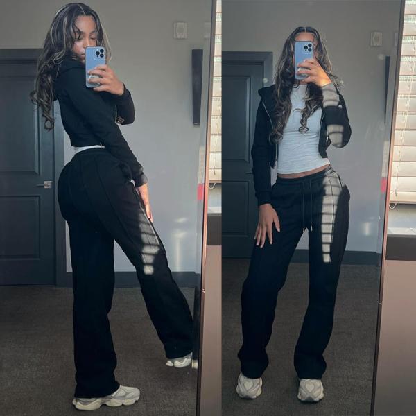 Custom Embroidery Distressed Crop Top Zip up Hoodie Sweatsuit Joggers Pants Women Distressed 2 Piece Sweatpants and Hoodie Set