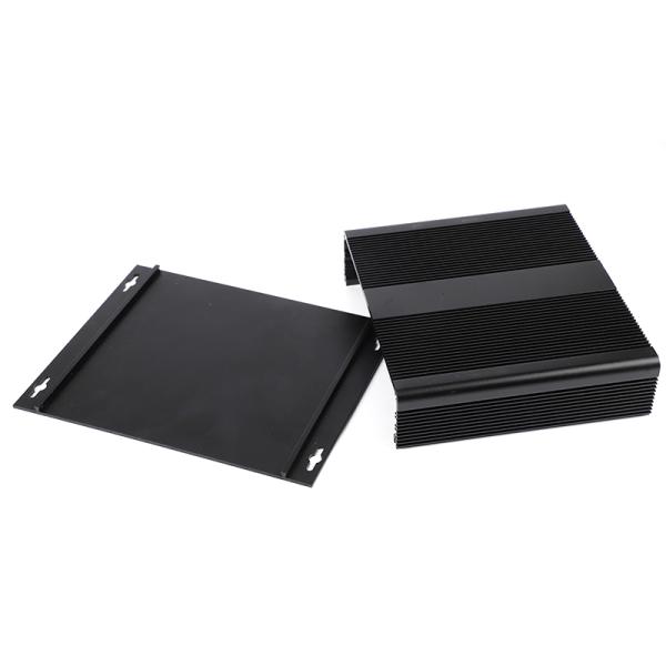 204x48x150mm Extruded Large Aluminum Enclosure With Heatsink Sides In Black Silver Color
