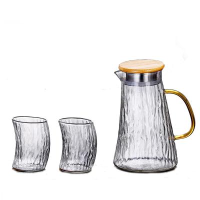 Jarro de vidro do serviço da textura da casca, grupo da garrafa da água quente do Borosilicate